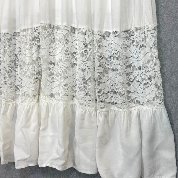 Simplee Lace Maxi Dress Size L SS V Neck Lined Destination Beach Wedding Bridal - Picture 6 of 16
